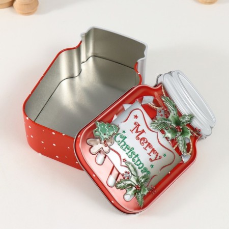 Casket Metal "Bank with candy" red 15.5x10x5.5 cm-3