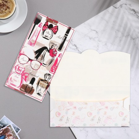 Money envelope "Universal" glasses, perfume, white tone, 17x8.8 cm