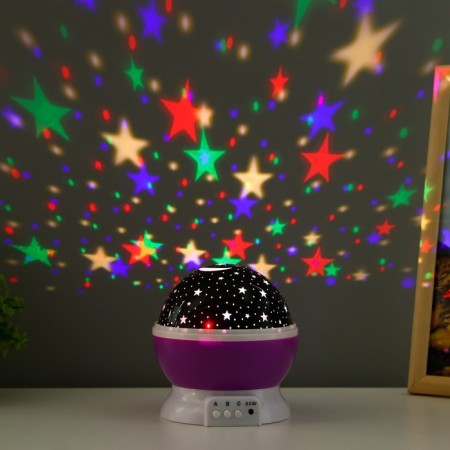 The night designer "Starry sky", rotation, (4AAA or USB) violet. 12*10 cm Risalux-4