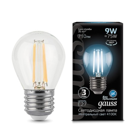 LED LED Filament Filament 9W ball 4100k neutr. Bel. E27 710lm Gauss 105802209