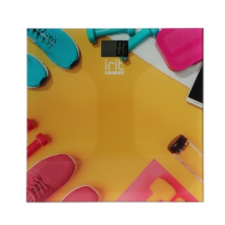 Floor scales IRIT IR-7268, electronic, up to 180 kg, 2HAAA (included), yellow with a pattern