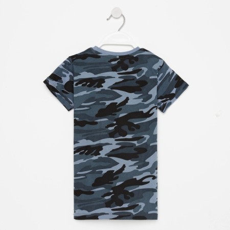T-shirt for a boy, gray/camouflage color, height 134-140 cm-7