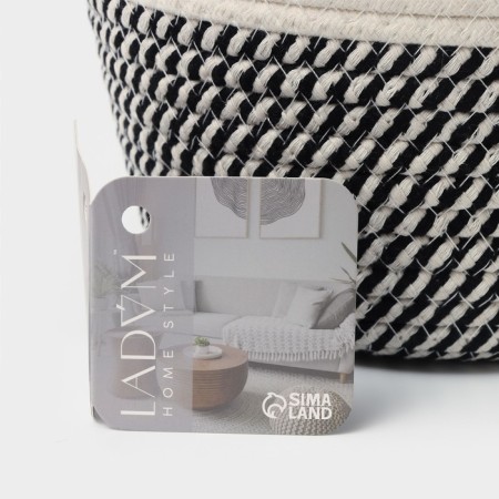 Basket for storage ladled handmade LadOM "Cats", 22 × 22 × 12.5 cm, black and white color-7