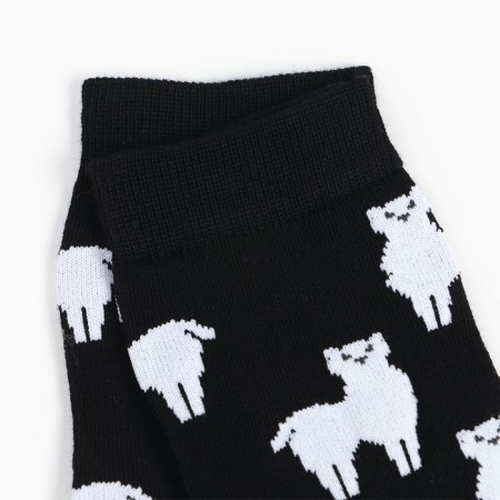 Women's socks, black color/llama, size 35-37-2