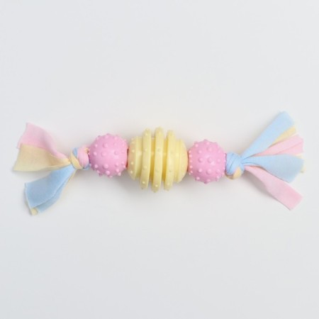 Premium chewing pizh toy on a rope, 3 elements, thermoplastic rubber, mix-1