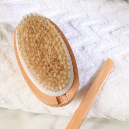 Brush massage bath made of natural bristles, with a handle, smooth-8
