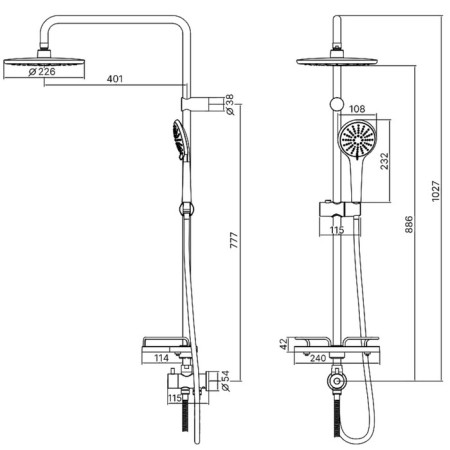 The LMARK LM3788BL shower system, without a mixer, tropical shower, shower, black-1