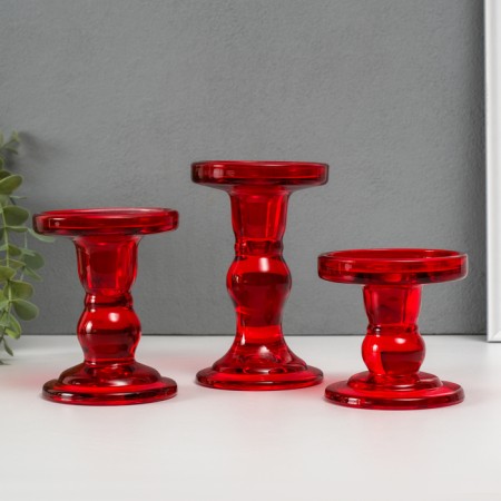 Glass "Kremanka" Red Set 3 pcs h- 8.5, 11.4, 14x8.5x8.5 cm-1