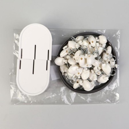 Carnish-string 7 m, with plastic clamps, 40 pcs, white color-1