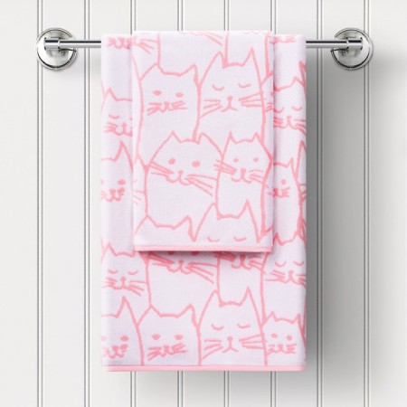 Terry towel KitTens, size 70x130 cm, pink color-1