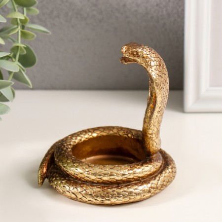 Polystone candlestick for 1 candle "cobra" gold 9.5x9x10.5 cm-2