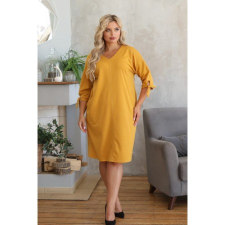 Female dress, size 50, mustard color-9