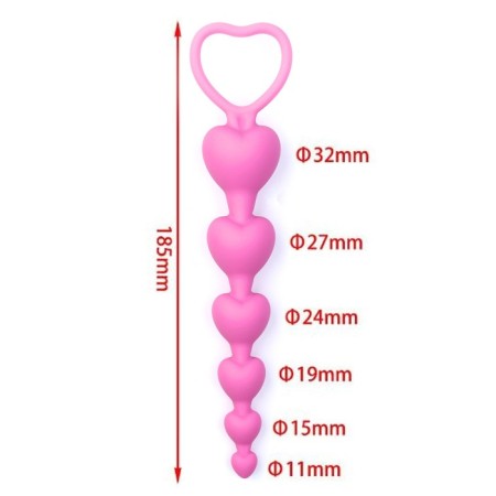 Анальные шарики Оки-Чпоки, Soft touch silicone, d= 11-32 мм, h= 140 мм, розовый-2