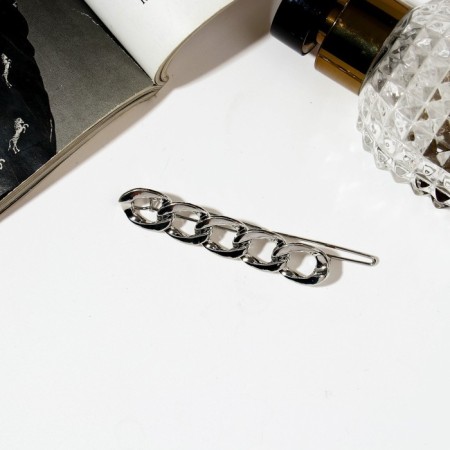 Hair clip "Jacqueline" circles, 7.5 cm, silver