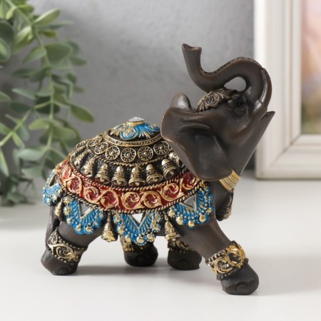 Polystone souvenir "Elephant in Red-blue Popone" MIX 11x6x12 cm-4