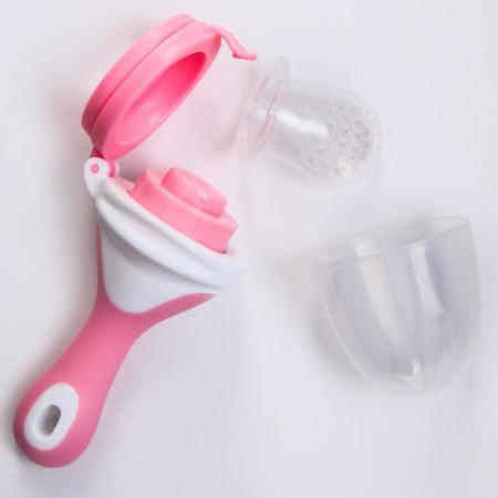 Nibbler for feeding, with silicone mesh, pink/white color-2