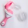 Nibbler for feeding, with silicone mesh, pink/white color