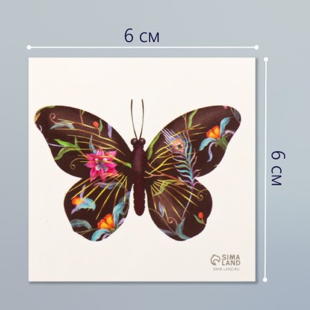 Tattoo on the body color "Black butterfly" 6x6 cm-1