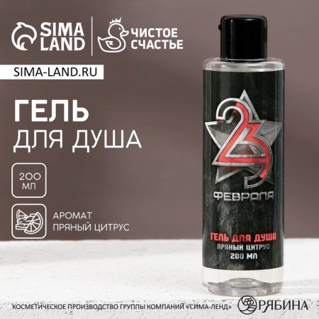 Shower gel “From February 23!”, 200 ml, spicy citrus aroma, Hard Line