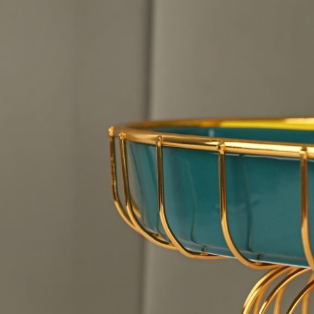 Menzhitsa ceramic 3 cells on the metal stand "Bohemia", 22 × 14 cm, color mix-4