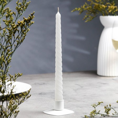 The candle is twisted, 2.2x 25 cm, lacquered white,