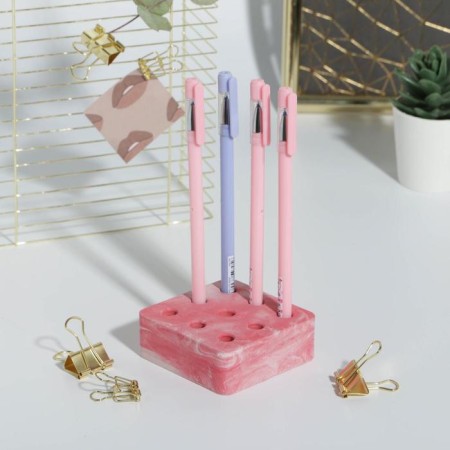 Organizer for stationery concrete "Pink Dream", 8 x 8 x 3 cm