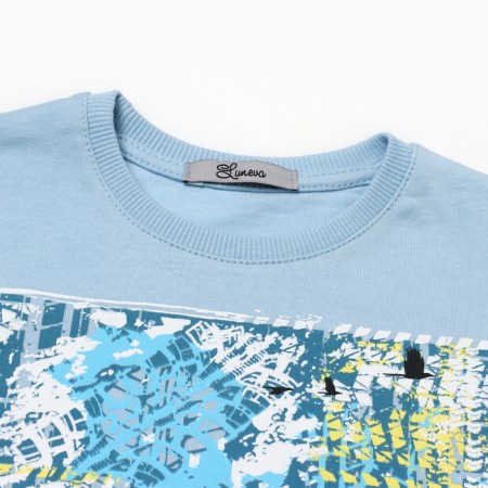 Set for a boy (T -shirt/shorts), Blue/Indigo color, height 104 cm-1