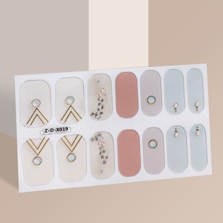 Flood strips for manicure, 14 pcs, beige/pink/blue color-2
