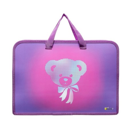Folder with A4 handles, 340 x 245 x 40 mm, plastic, handles, 3-D drawing with foil, PT-14-12 "Bear with bow"-2