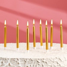 Set of candles for the Manhattan cake, 9 cm, 8 pcs, gold metallic
