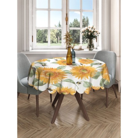 The tablecloth "Sunflower and Bumblebee", Round, Saten, D = 150 cm-1
