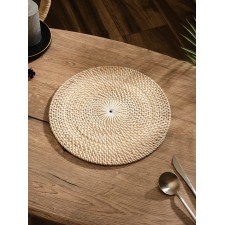 Коврик сервировочный плетеный круглый ротанг, 30х30х0,5 см, белый