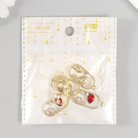 Decor for creativity metal, plastic "oval with grenade" gold 0.5x1.3x2.7 cm-3