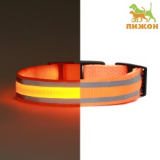 Collar with backlight double strip size XL, Osh 52-60 x 2.5 cm 3 orange glow mode