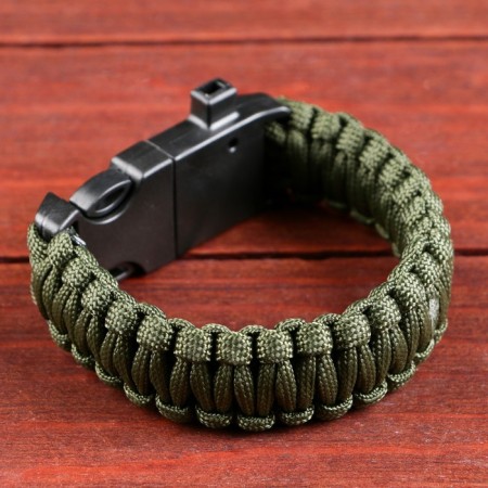 4B1 survival bracelet (paracord, compass, whistle, fire), dark green, 25.5 × 2.5cm, 3m-2
