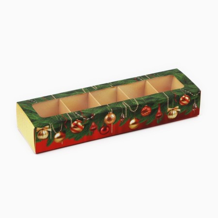 Box for 5 sweets with cells "New Year's Lights" 21 x 3.3 x 5.8 cm, New Year-1