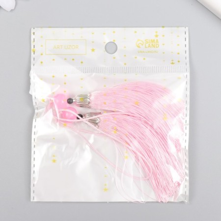 Decor for creativity Textile "Brush with a bead" Direct pink set 2 pcs 10x1 cm-3