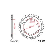 Звезда ведомая JT sprockets JTR300-46, цепь 525, 46 зубьев