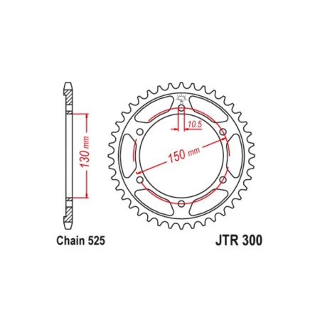 General star JT SPROCKETS JTR300-46, chain 525, 46 teeth