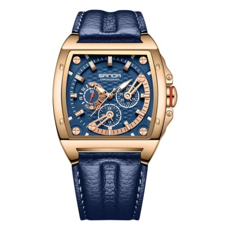 Women's watch, D-4.8 cm, chronograph, luminous, waterproof, leather strap, s.