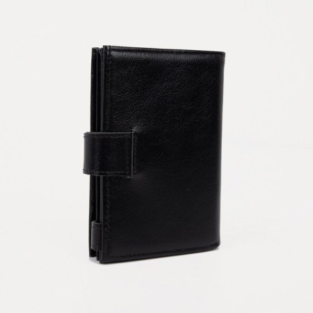 Male purse on the button, a department for car documents and passports, black color-1