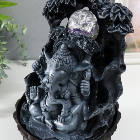 Ganesh desktop fountain "Ganesha sits under a tree" gray 20.5x20x30 cm-4