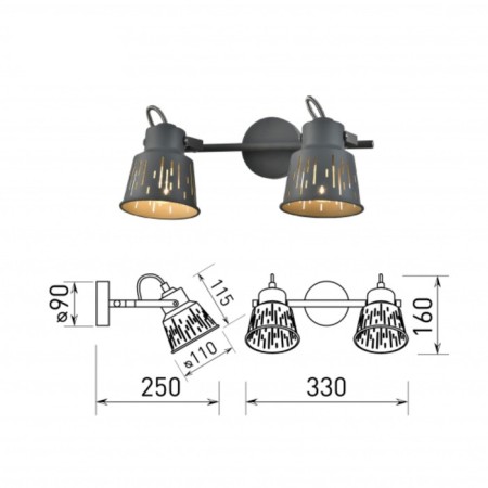 Lamp wall-flowing spot Rivoli Kalma 2he27, 40 watts with a switch with a switch-2