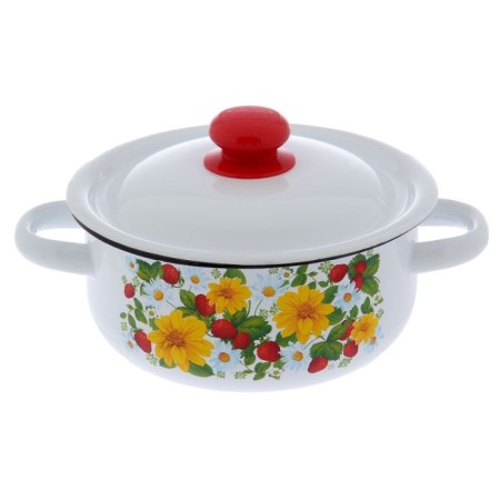 Pan, 1.5 l, enameled cover, induction, mix decor, white color-7