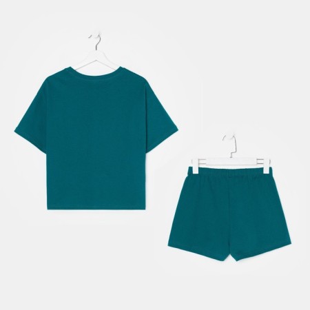 Female set (T -shirt, shorts), Malachite color, size 46-13