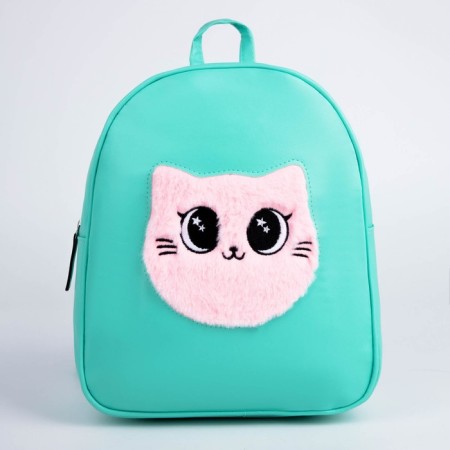Baby backpack for artificial leather girl "Kitik", plush strip, 27x23 x 10 cm-1