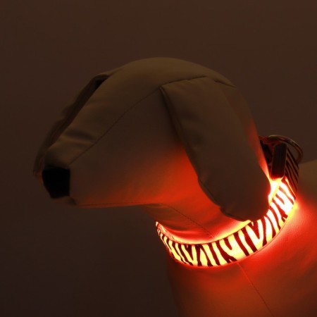 Collar with backlight tiger 3 glow modes Size S, Osh 22-40 x 2.5 cm Orange-1