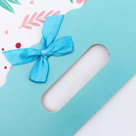 Gift box-package, packaging with a cut handle, "blue flowers", 24 x 12 x 31 cm-2