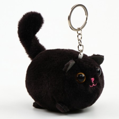 Soft toy "cat" on a key fob, 8 cm, black color-3