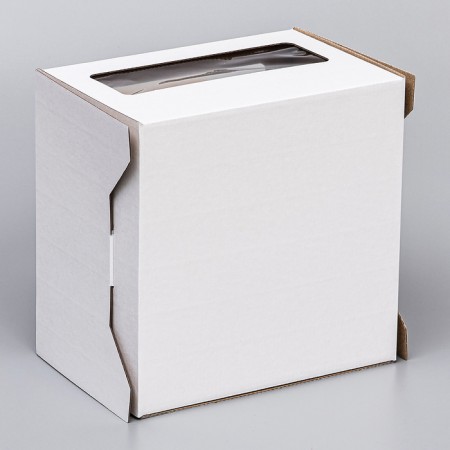 Box for cake 2 windows, with handles, white, 22 x 22 x 15 cm-2